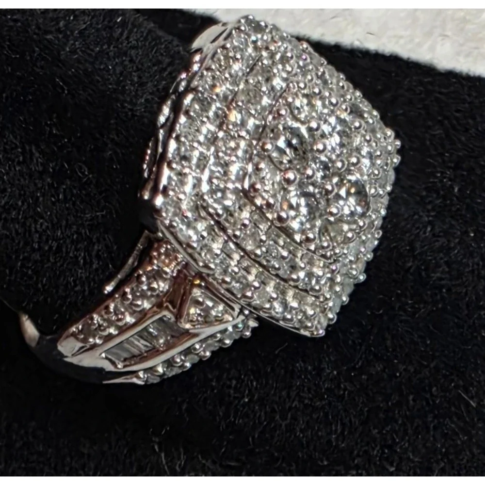 Cushion Cut 1.00 ct Natural Diamond Sterling Silver Designer Ring 356691 Sz 7